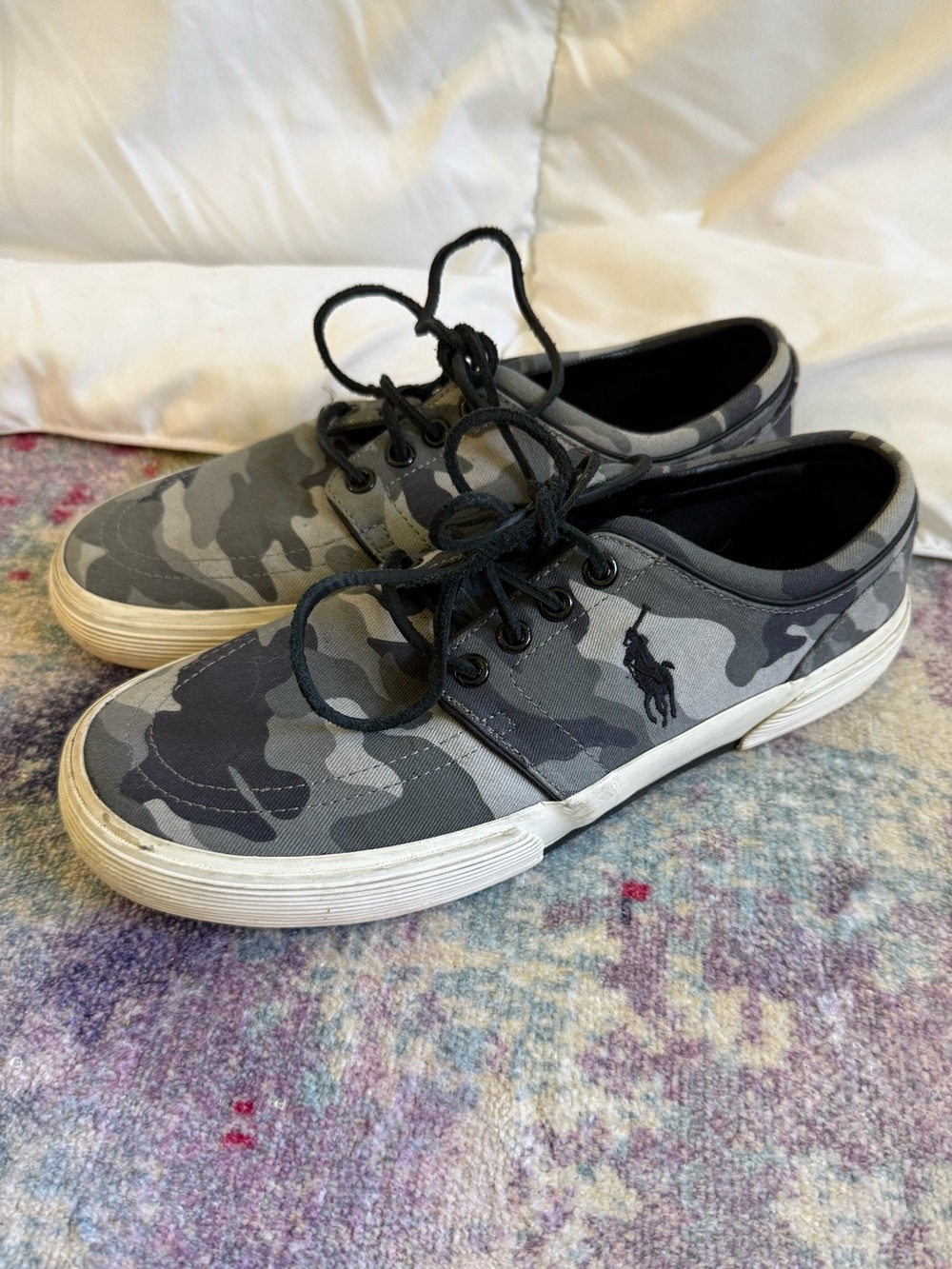 Polo Ralph Lauren Faxon Low Gray Camouflage Canvas Sneakers